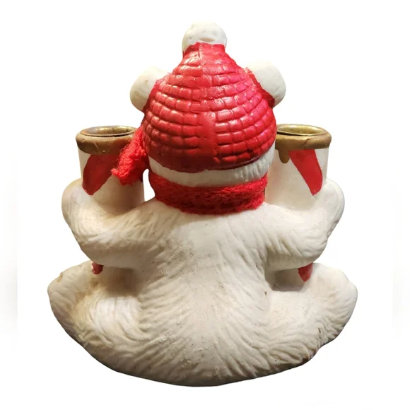 Handcrafted Christmas Bear Candle Holder Decor - Picture 3 of 4